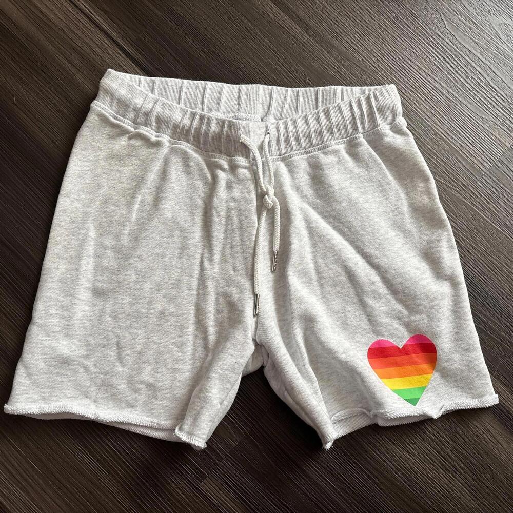 Hammill & Co Women's Shorts Size Small Gray Heart Rainbow Pride
